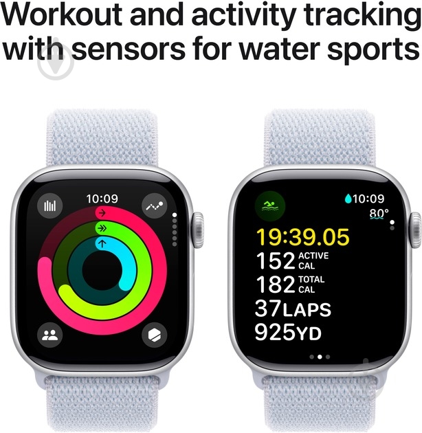 Смарт-годинник Apple Watch Series 10 GPS + Cellular 46mm Silver Aluminium Case with Blue Cloud Sport Loop (MWY23QH/A) - фото 4