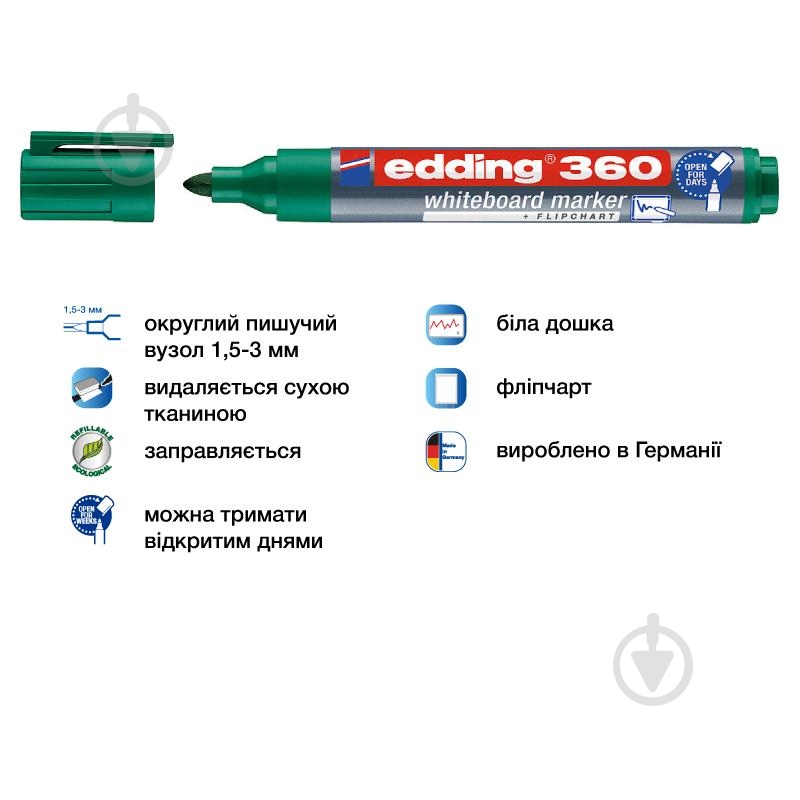 Маркер Edding Board e-360/04 зеленый - фото 2