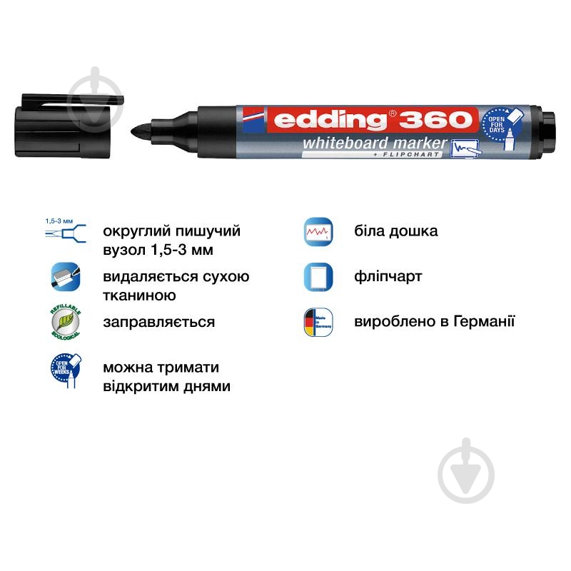 Маркер Edding Board e-360/01 черный - фото 2