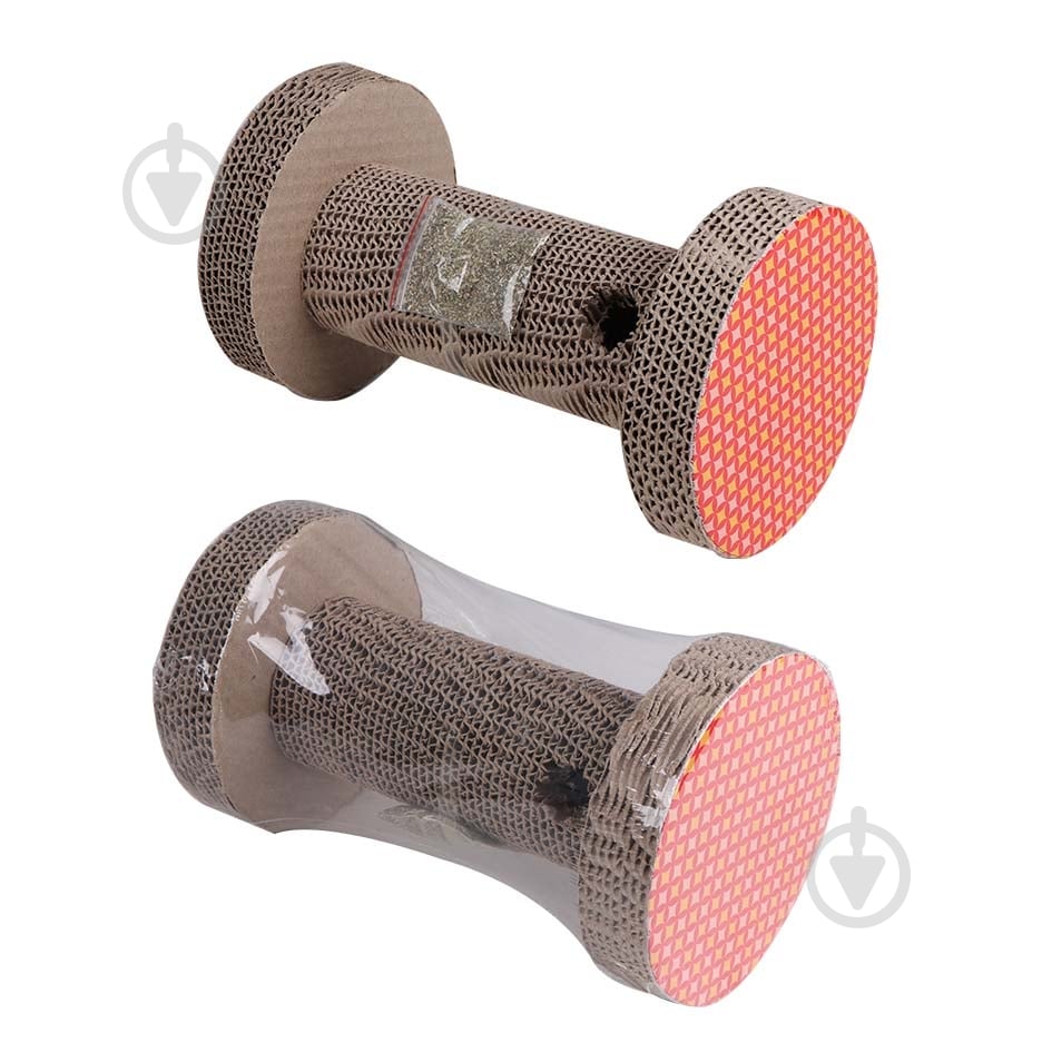 Когтеточка Eastland для кошек Гантеля с двумя отверстиями и кошачьей мятой бумага 15х25 см - фото 2