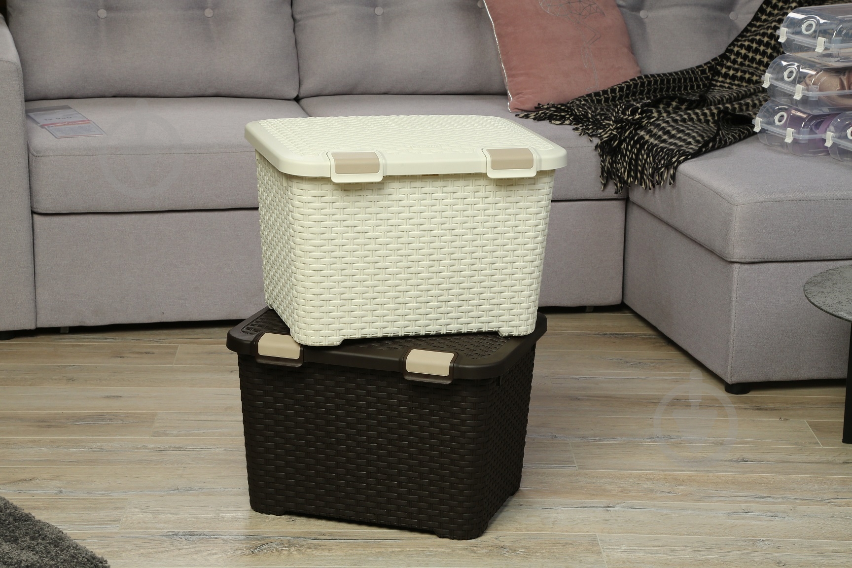 Кошик для зберігання Curver 210279 коричневий з кришкою Style 330x400x500 мм - фото 3