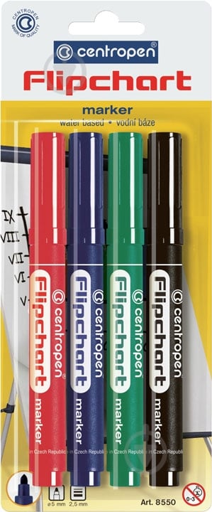 Набор маркеров Centropen Flipchart 4 шт. 2,5 мм 8550/4/bl мульти - фото 1