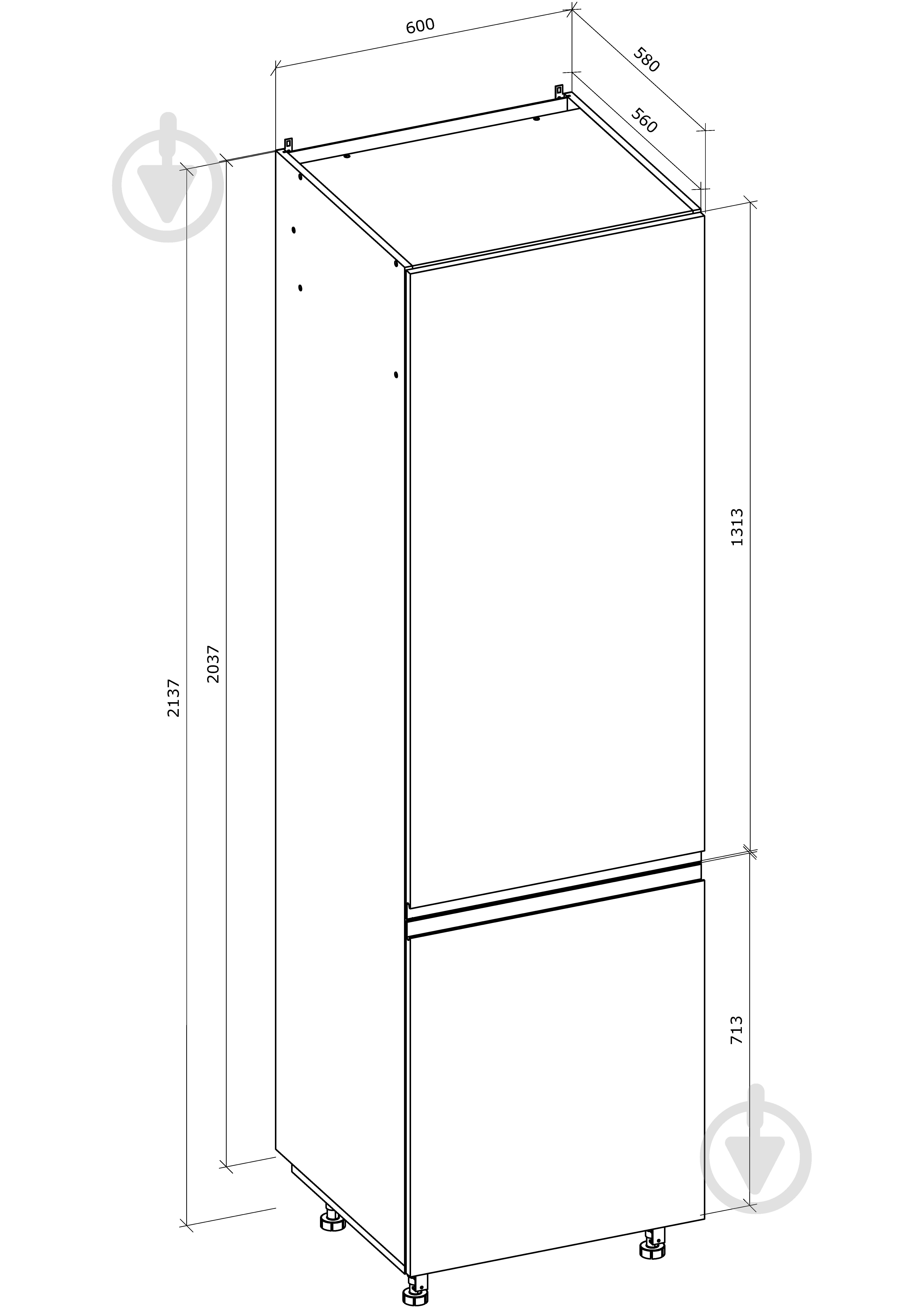 УЦЕНКА! Шкаф-пенал универсальная 60/214 МС Джетта белый альба/дуб сонома Грейд (УЦ №2913) - фото 2