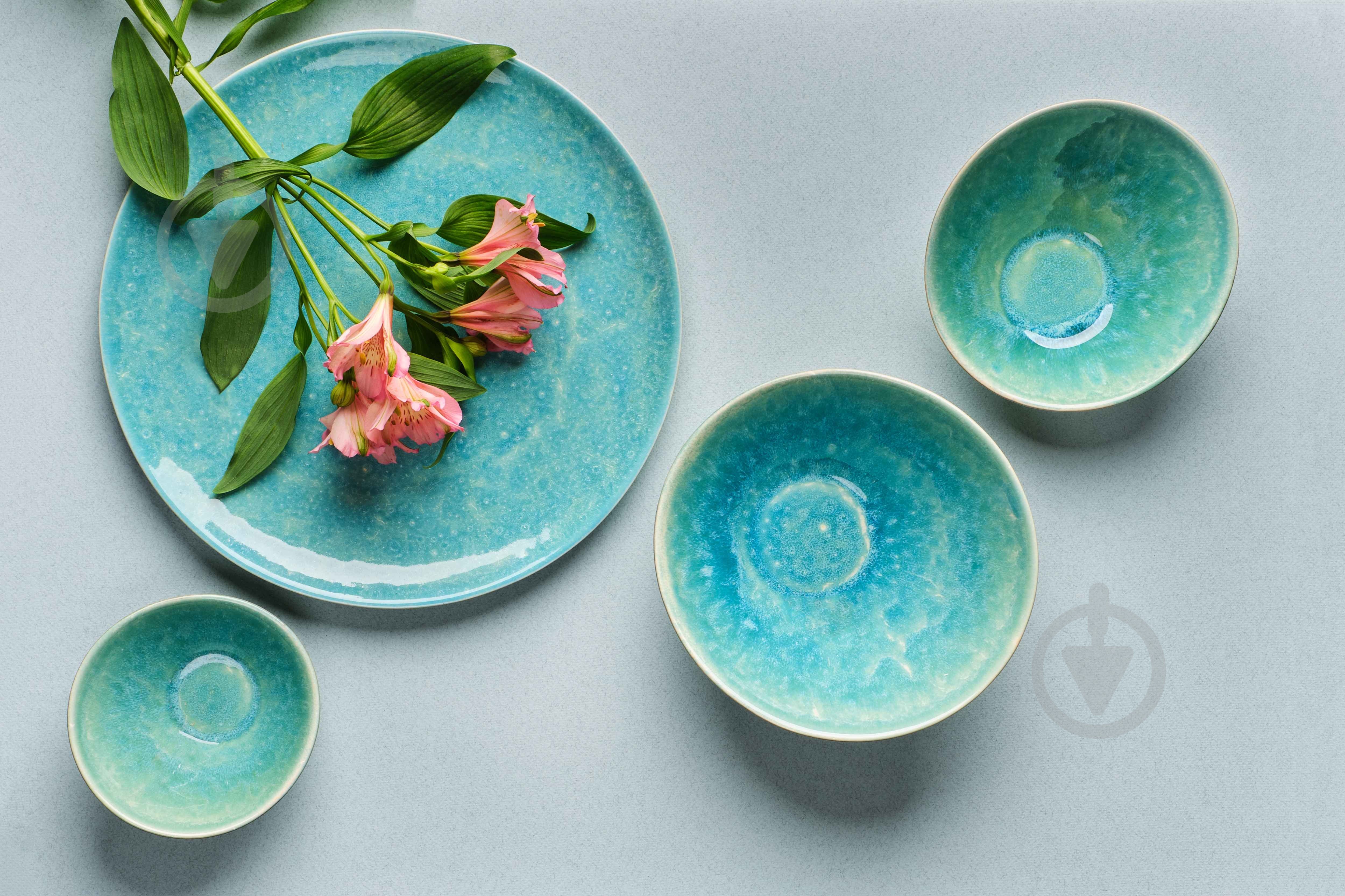 Тарелка подставная Dovbysh Porcelain с ровным бортом 32 см Garna бирюзовый - фото 2 Тарелка подставная Dovbysh Porcelain с ровным бортом 32 см Garna бирюзовый - фото 2