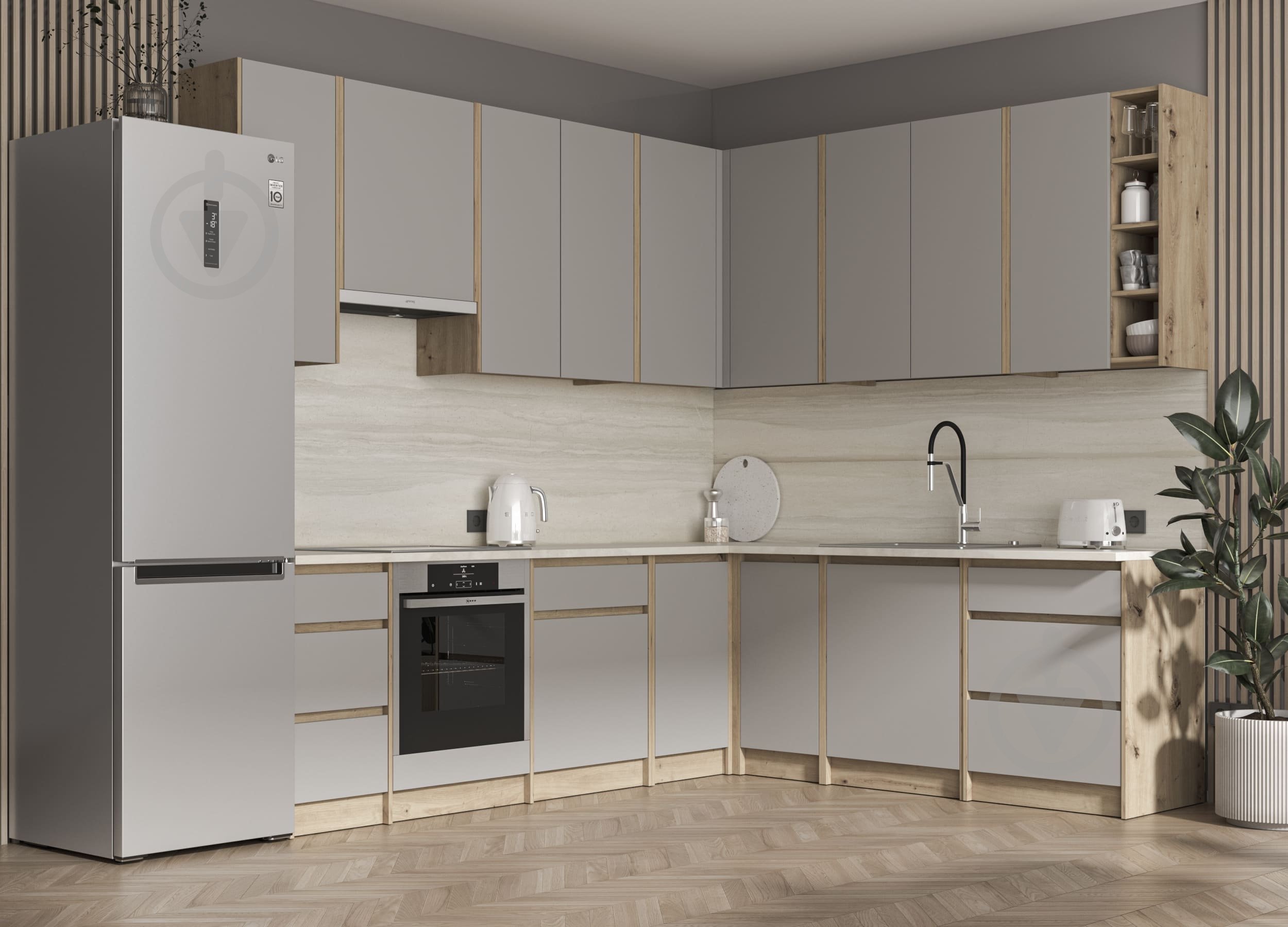 УЦЕНКА! Шкаф верхний МС Злата 40х92х32 шиншилла серая/дуб артизан Грейд (УЦ №2913) - фото 1