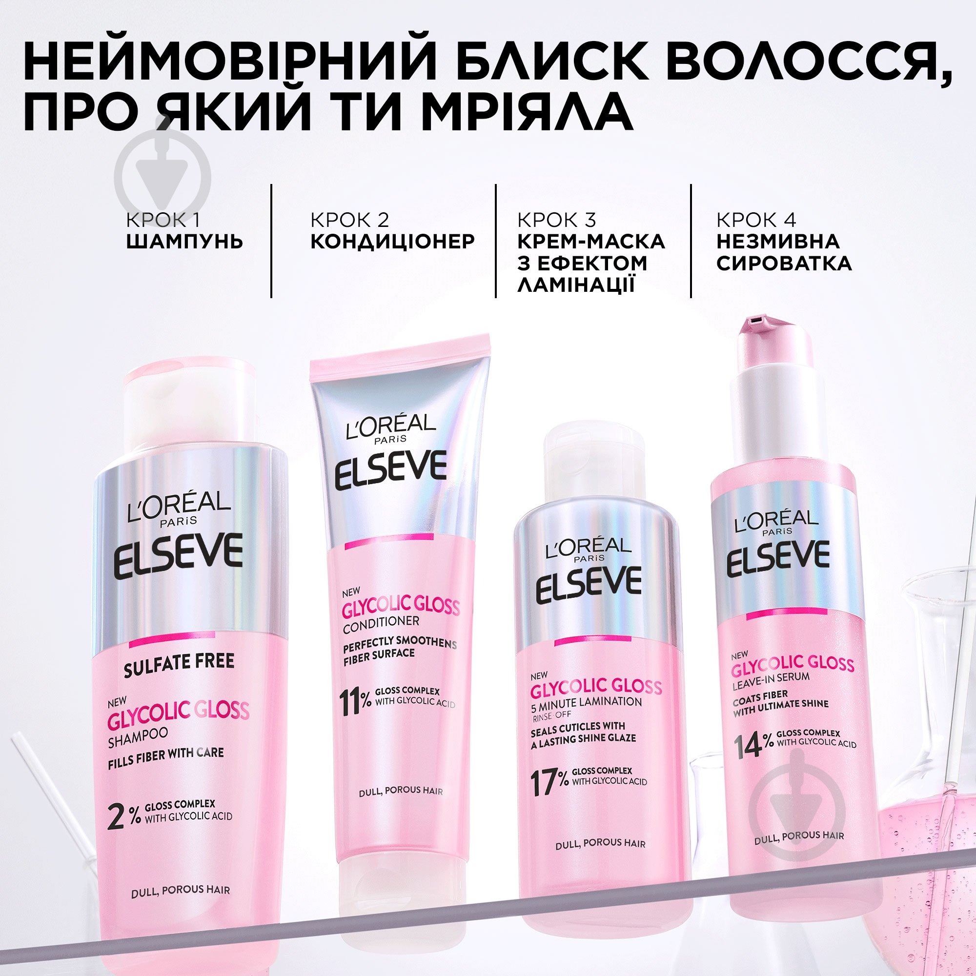 ᐉ Крем Elseve Glycolic Gloss з ефектом ламінації Glycolic Gloss для ...