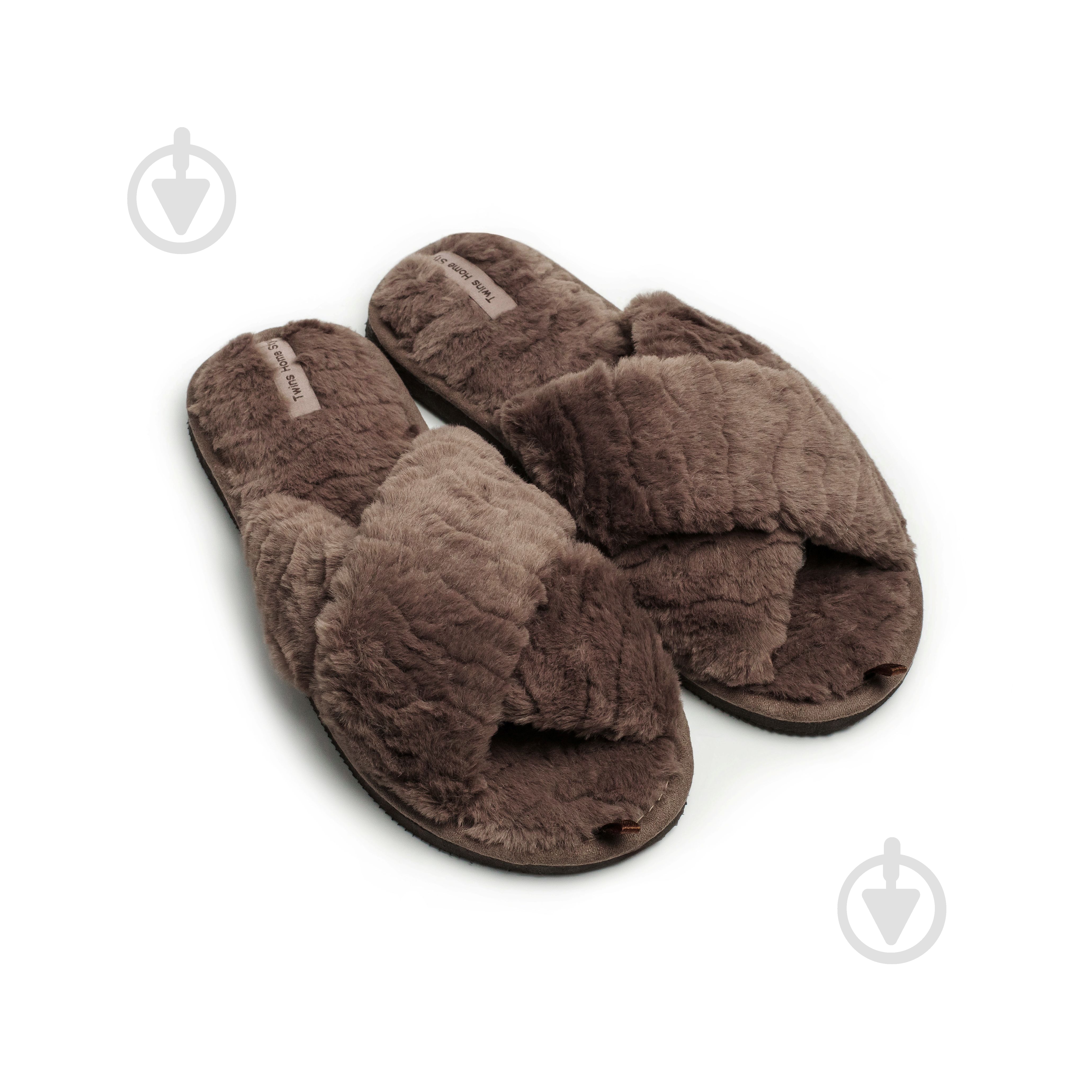 Тапки домашние Twins меховые перекрест 15118 р.40 коричневый - фото 2 Тапки домашние Twins меховые перекрест 15118 р.40 коричневый - фото 2