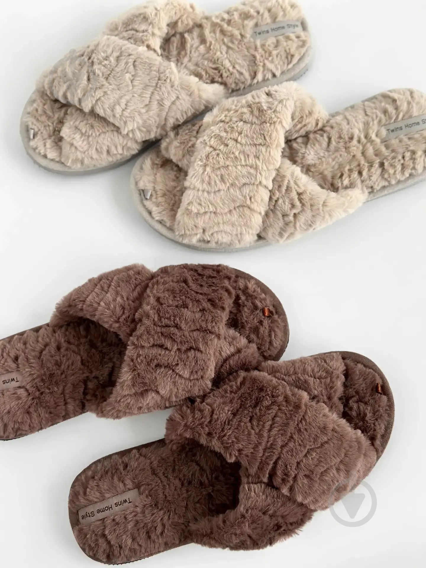 Тапки домашние Twins меховые перекрест 15118 р.40 коричневый - фото 5 Тапки домашние Twins меховые перекрест 15118 р.40 коричневый - фото 5