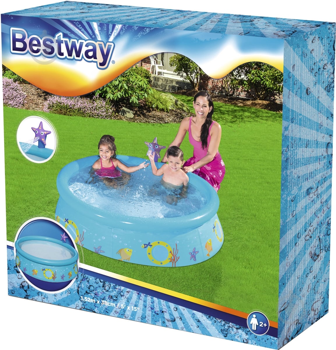 Басейн надувний Bestway Spray Pool 152х38 см в асортименті - фото 8 Басейн надувний Bestway Spray Pool 152х38 см в асортименті - фото 8
