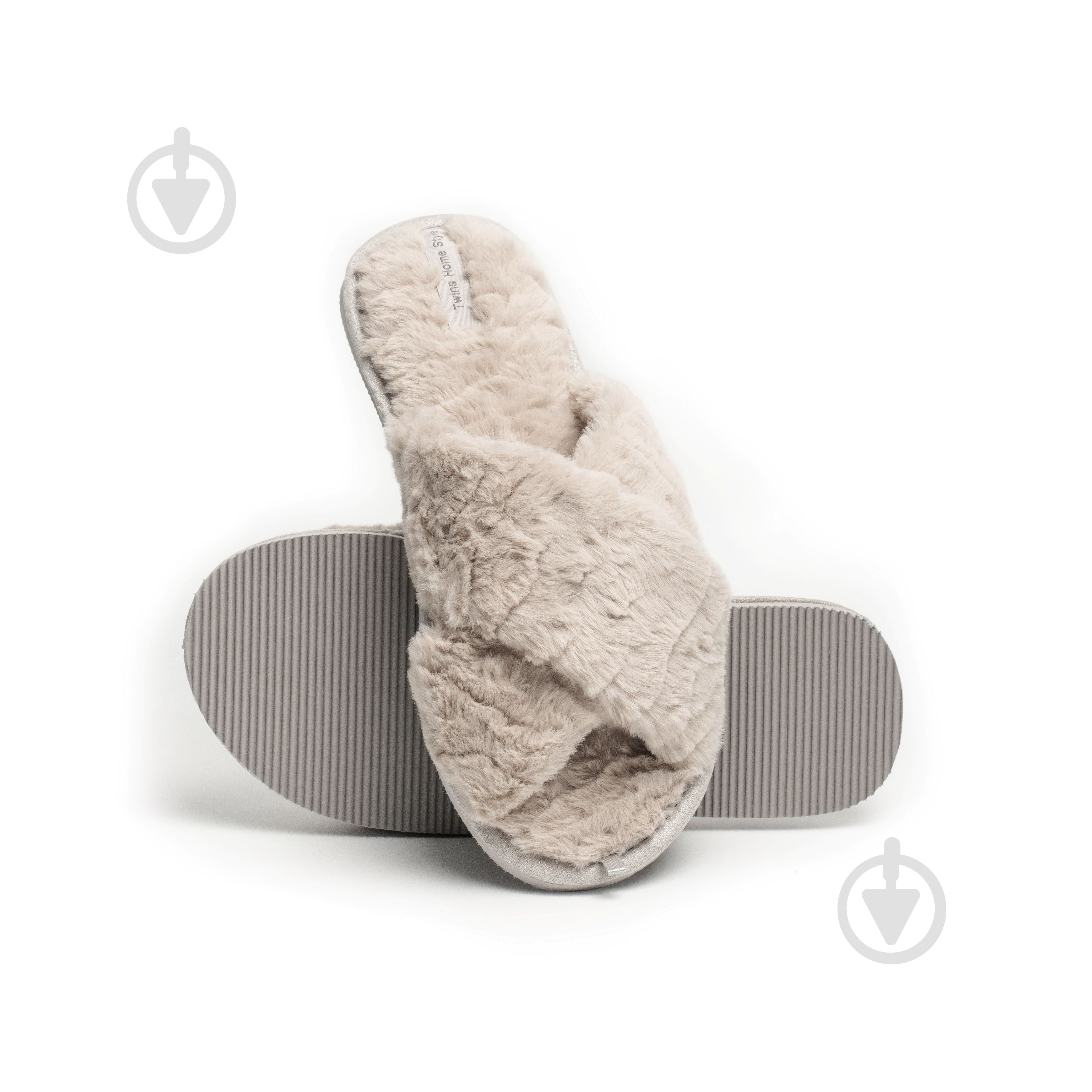 Тапки домашние Twins меховые перекрест 15122 р.40 бежевый - фото 2 Тапки домашние Twins меховые перекрест 15122 р.40 бежевый - фото 2