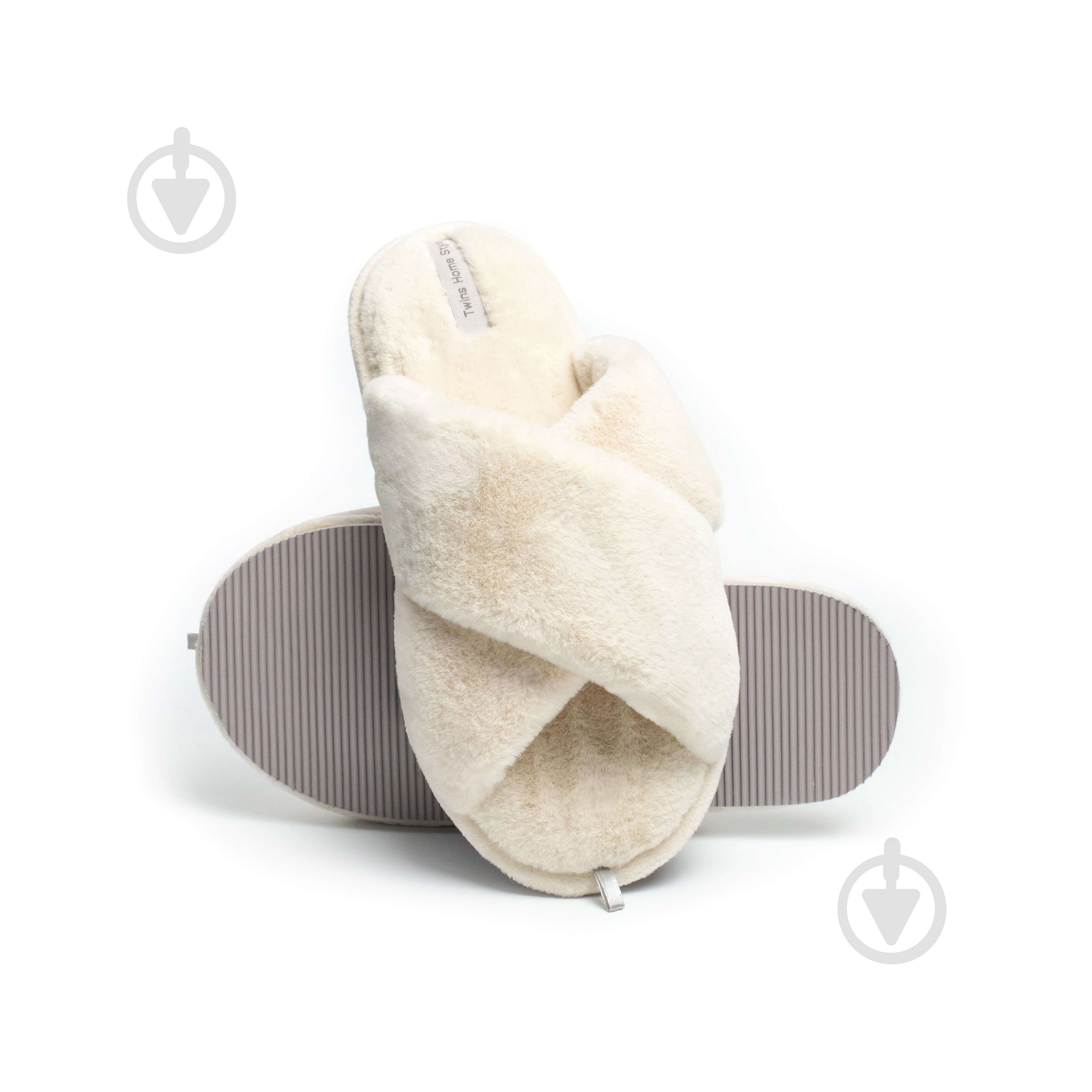 Капці домашні Twins хутрянi перехрест 15124 р.36/37 молочний - фото 3