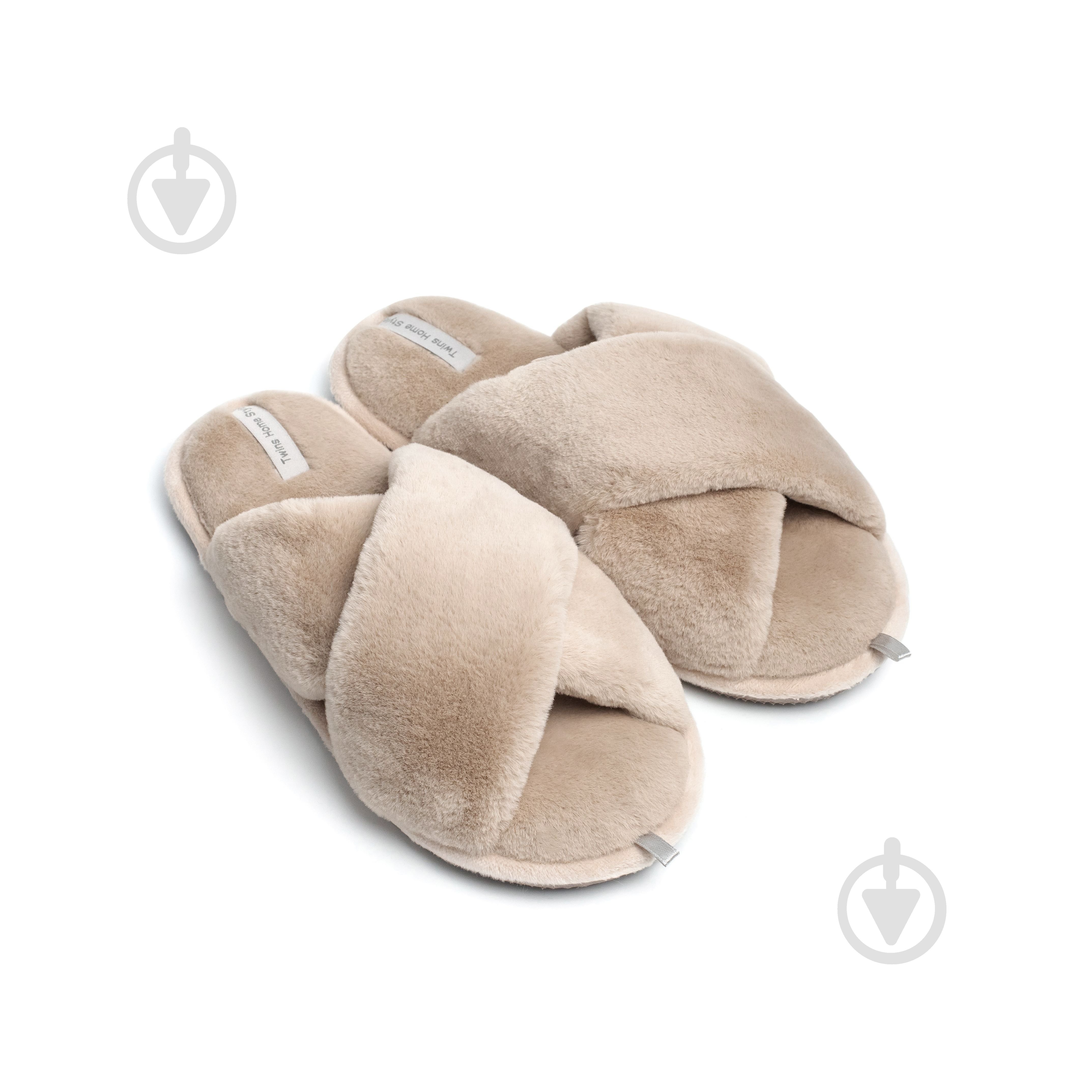 Тапки домашние Twins меховые перекрест 15129 р.38/39 бежевый - фото 1 Тапки домашние Twins меховые перекрест 15129 р.38/39 бежевый - фото 1