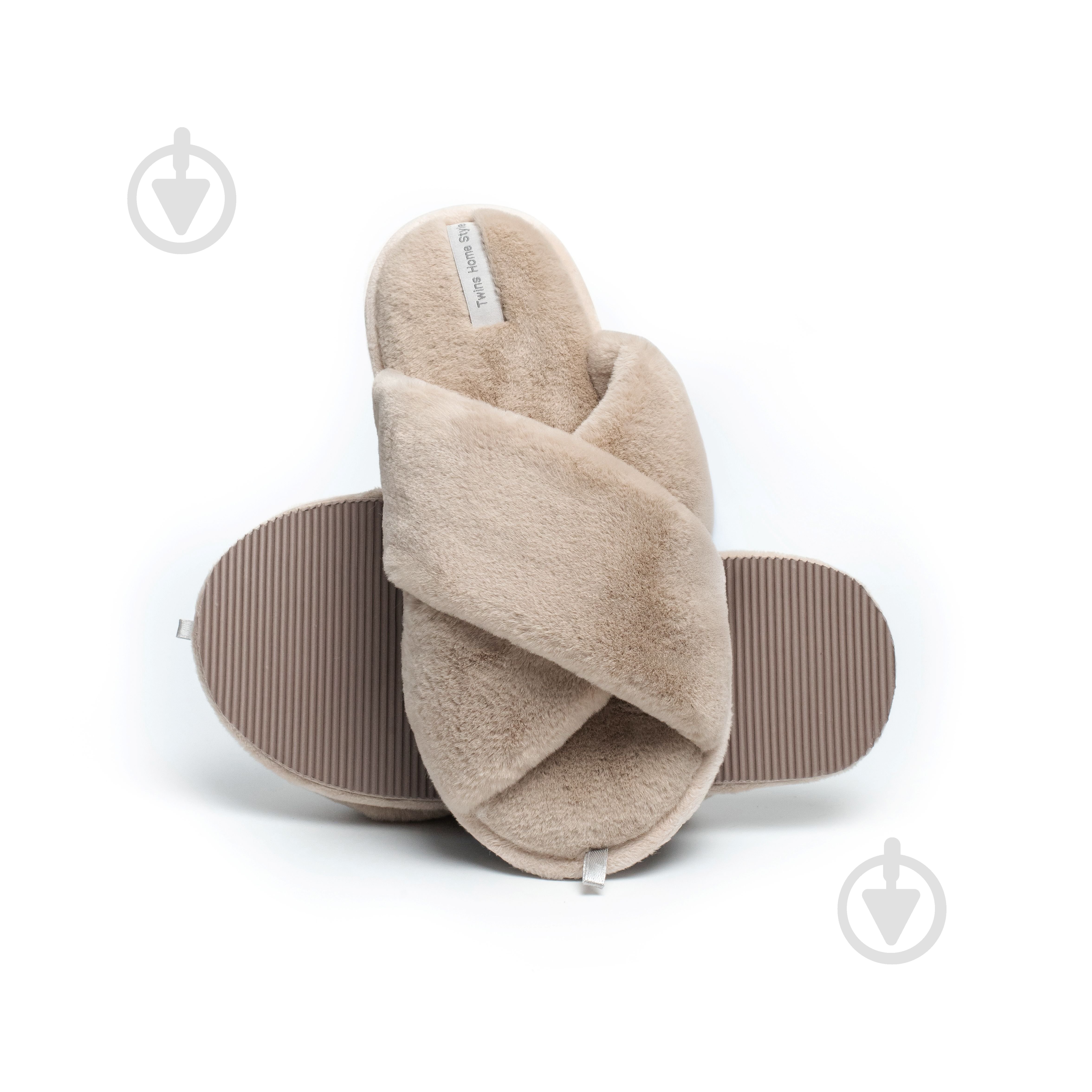 Тапки домашние Twins меховые перекрест 15129 р.38/39 бежевый - фото 2 Тапки домашние Twins меховые перекрест 15129 р.38/39 бежевый - фото 2