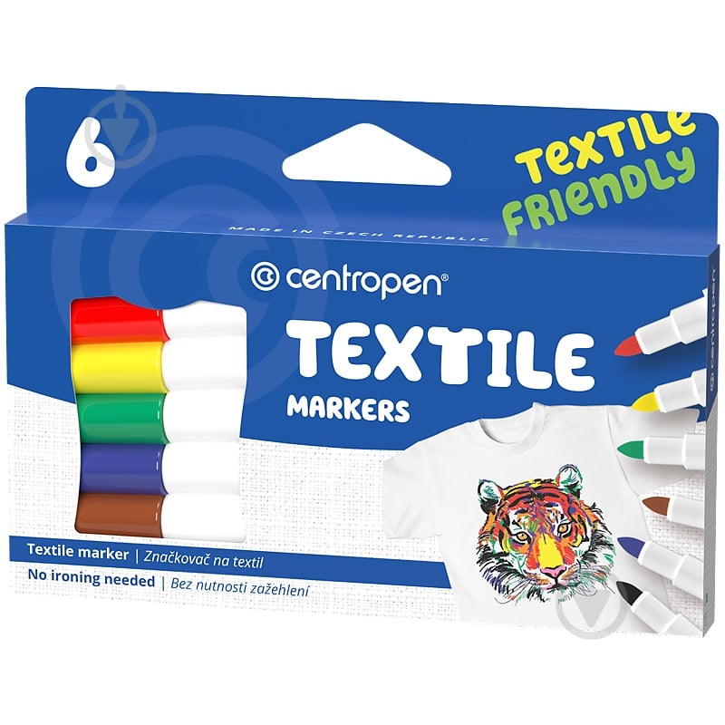 Набор маркеров Centropen Textile 6 шт. 2 мм мульти 2739,6 - фото 1