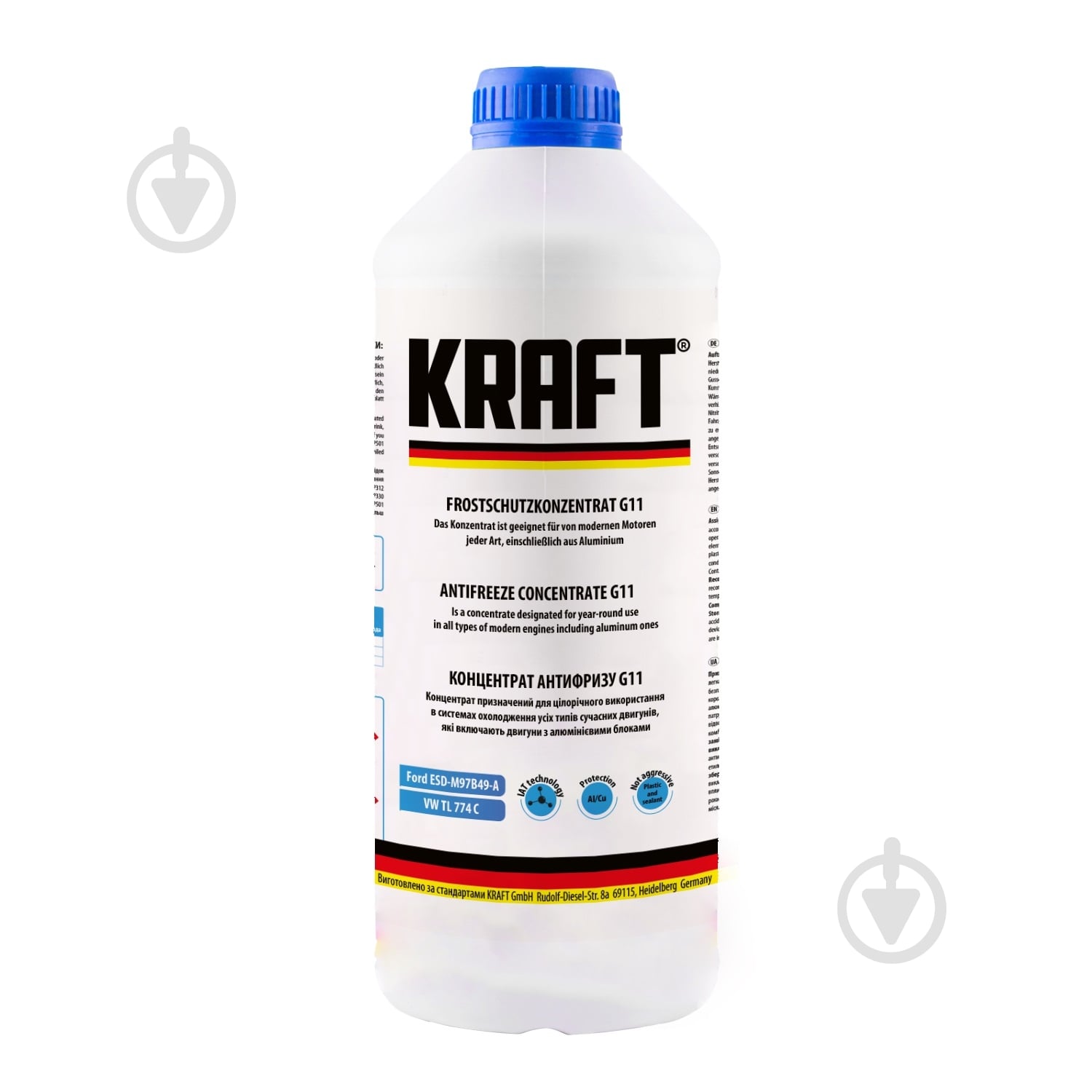Антифриз Kraft концентрат G11 G11 концентрат 1,5 л синий (KRAFT) - фото 1