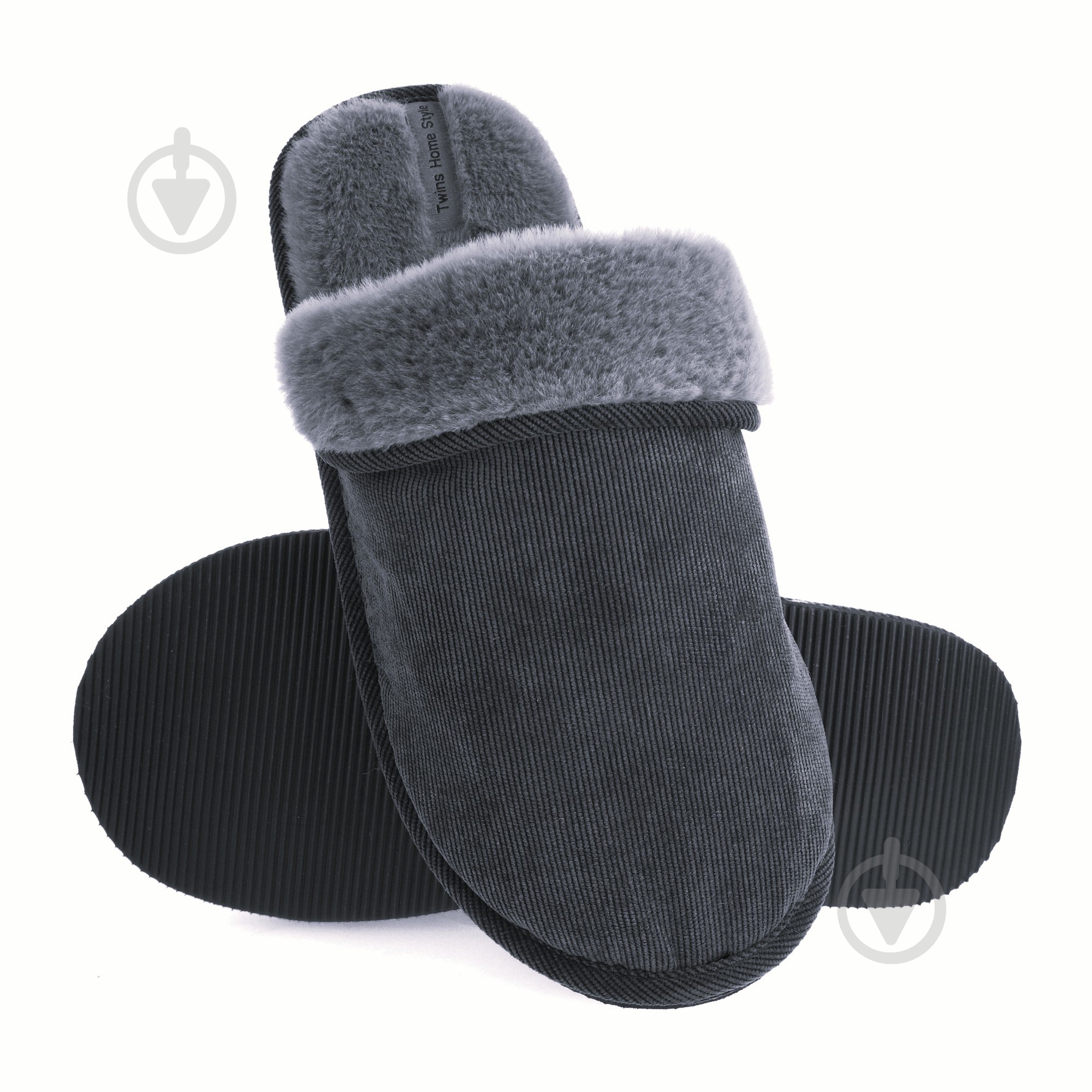 Тапки домашние Velvet с отворотом меховые 15878 р.44/45 серый - фото 1 Тапки домашние Velvet с отворотом меховые 15878 р.44/45 серый - фото 1