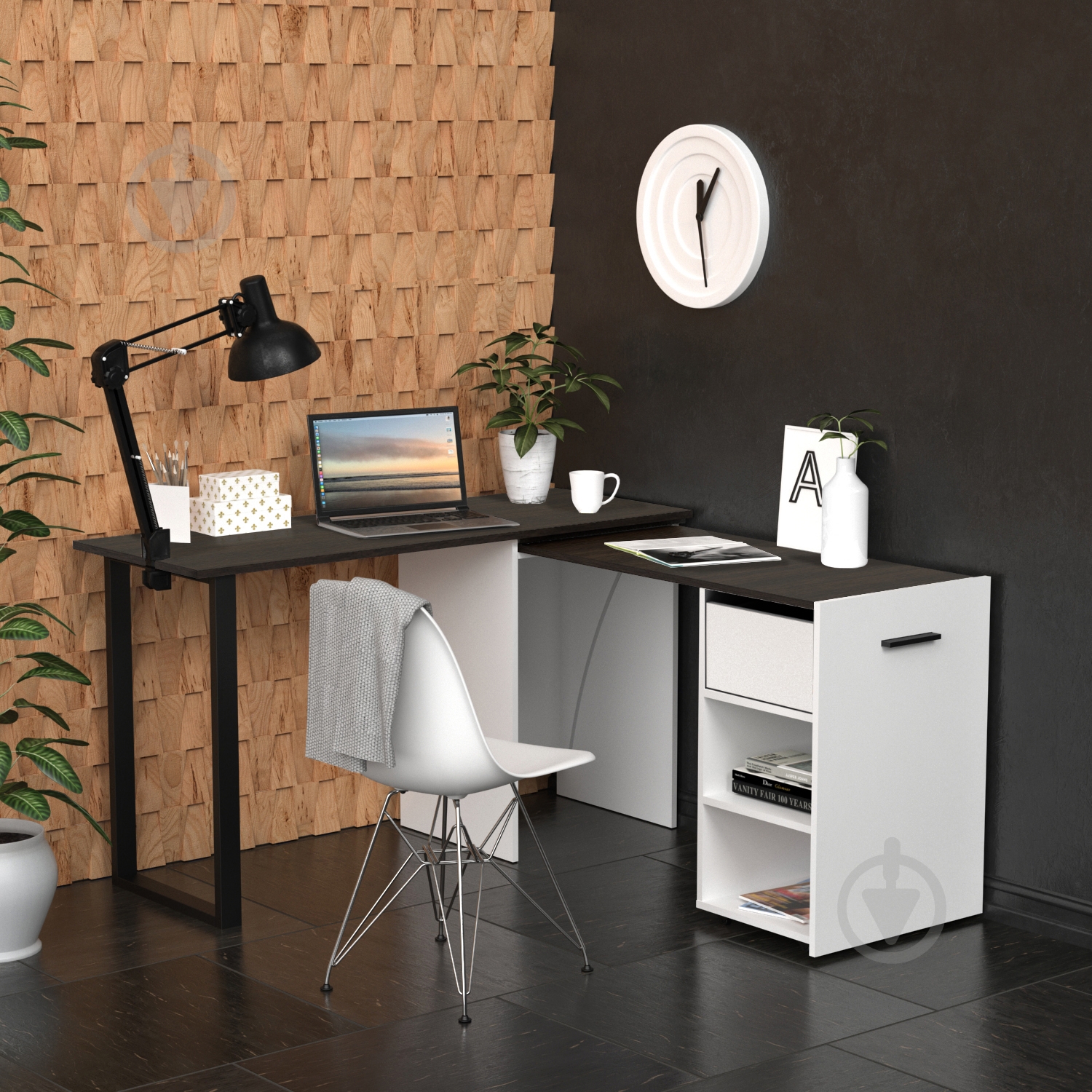 Стол Knap Knap трансформер письменный поворотный Hobana+Jumbo Ш1 770х1350х500 мм белый/венге (S201010220 ) - фото 5 Стол Knap Knap трансформер письменный поворотный Hobana+Jumbo Ш1 770х1350х500 мм белый/венге (S201010220 ) - фото 5