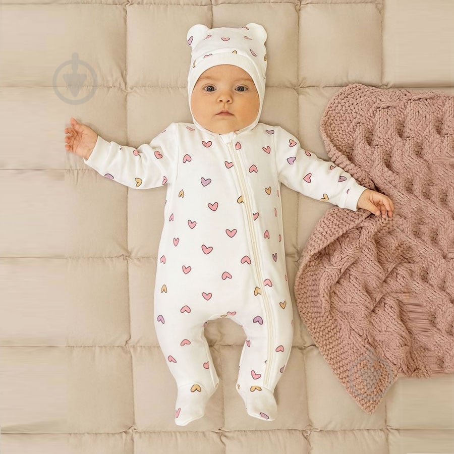 Комбинезон для девочки Blanka Сердечко р.50-56 бежевый 110865 - фото 1 Комбинезон для девочки Blanka Сердечко р.50-56 бежевый 110865 - фото 1