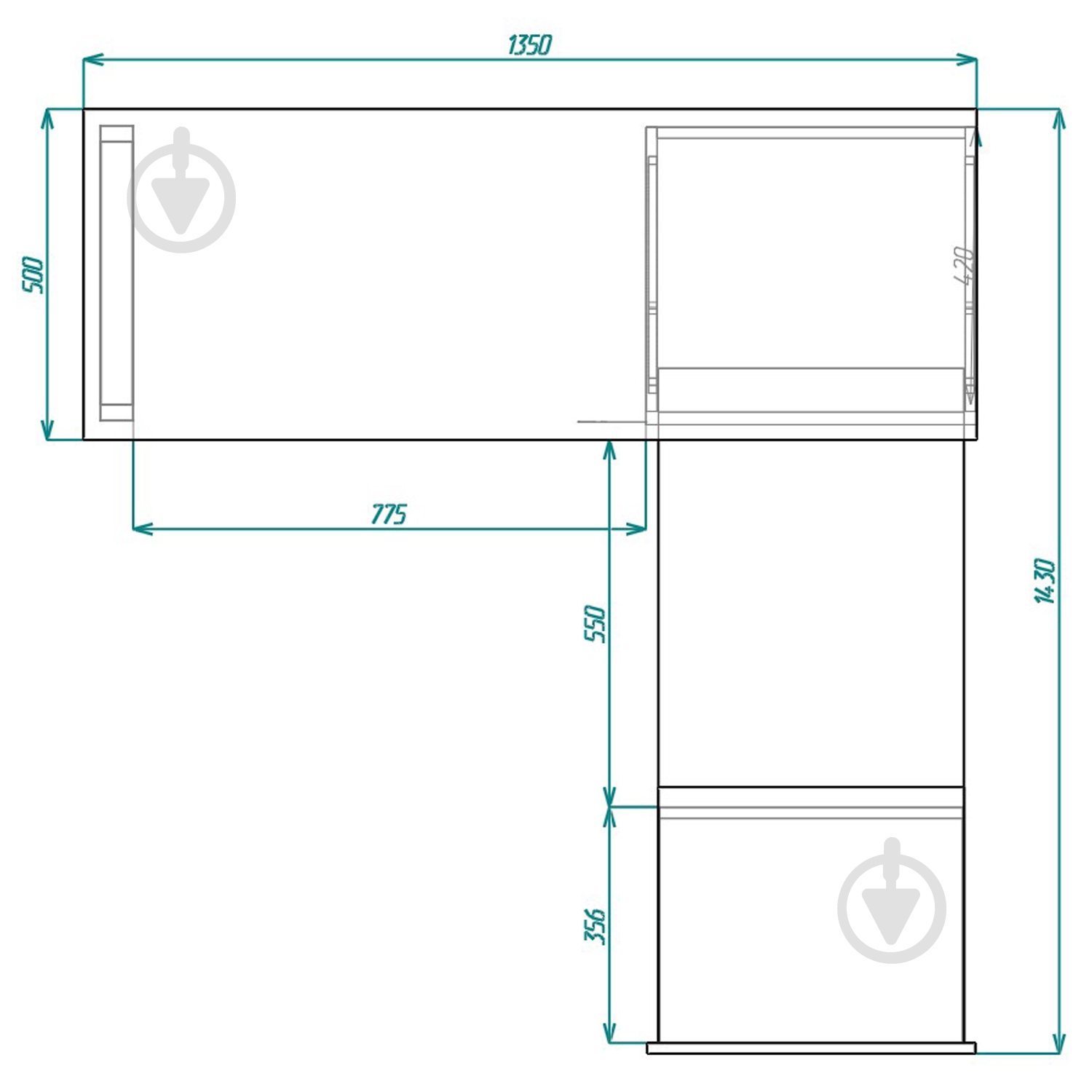 Стіл Knap Knap трансформер письмовий поворотний Hobana+Jumbo Ш2 770х1350х500 мм білий/дуб сонома (S201020221 ) - фото 8 Стіл Knap Knap трансформер письмовий поворотний Hobana+Jumbo Ш2 770х1350х500 мм білий/дуб сонома (S201020221 ) - фото 8