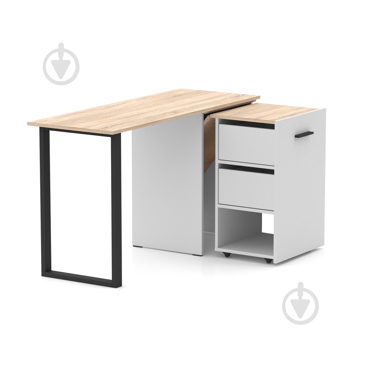 Стіл Knap Knap трансформер письмовий поворотний Hobana+Jumbo Ш2 770х1350х500 мм білий/дуб сонома (S201020221 ) - фото 3 Стіл Knap Knap трансформер письмовий поворотний Hobana+Jumbo Ш2 770х1350х500 мм білий/дуб сонома (S201020221 ) - фото 3
