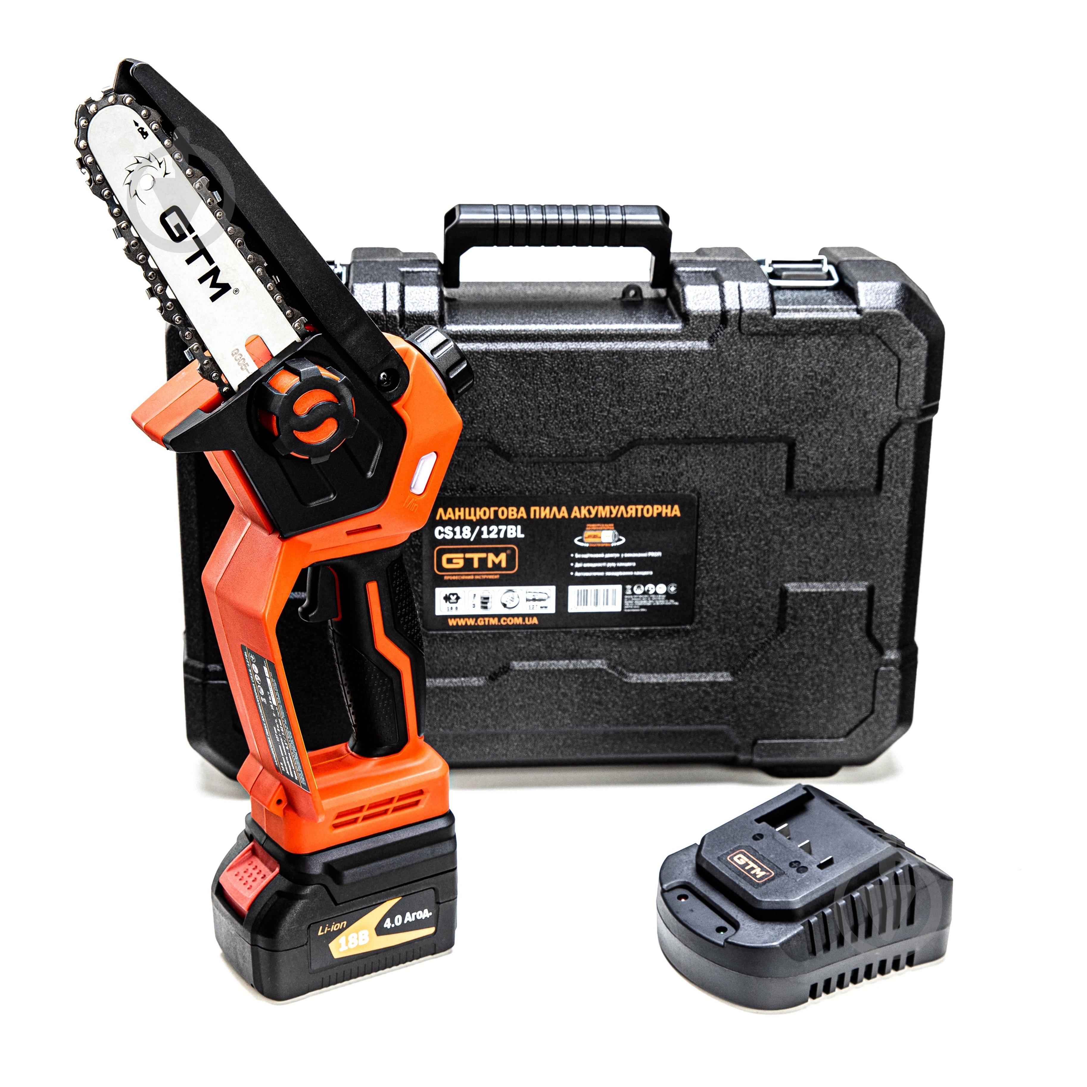 Пила ланцюгова акумуляторна GTM CS18/127BL (акумулятор та зарядний пристрій в комплекті) - фото 1 Пила ланцюгова акумуляторна GTM CS18/127BL (акумулятор та зарядний пристрій в комплекті) - фото 1