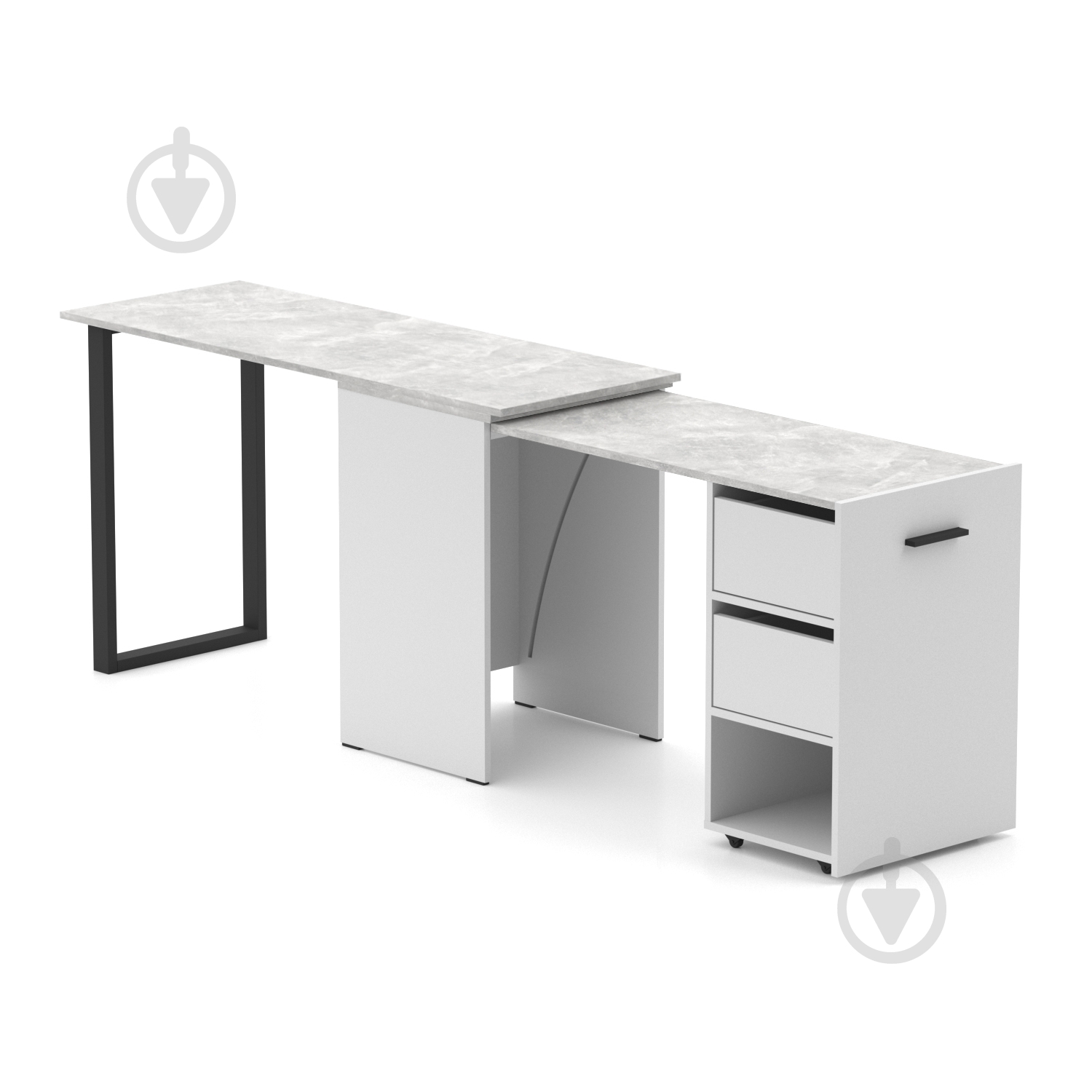 Стол Knap Knap трансформер письменный поворотный Hobana+Jumbo Ш2 770х1350х500 мм белый/ателье светлый (S201020222 ) - фото 2