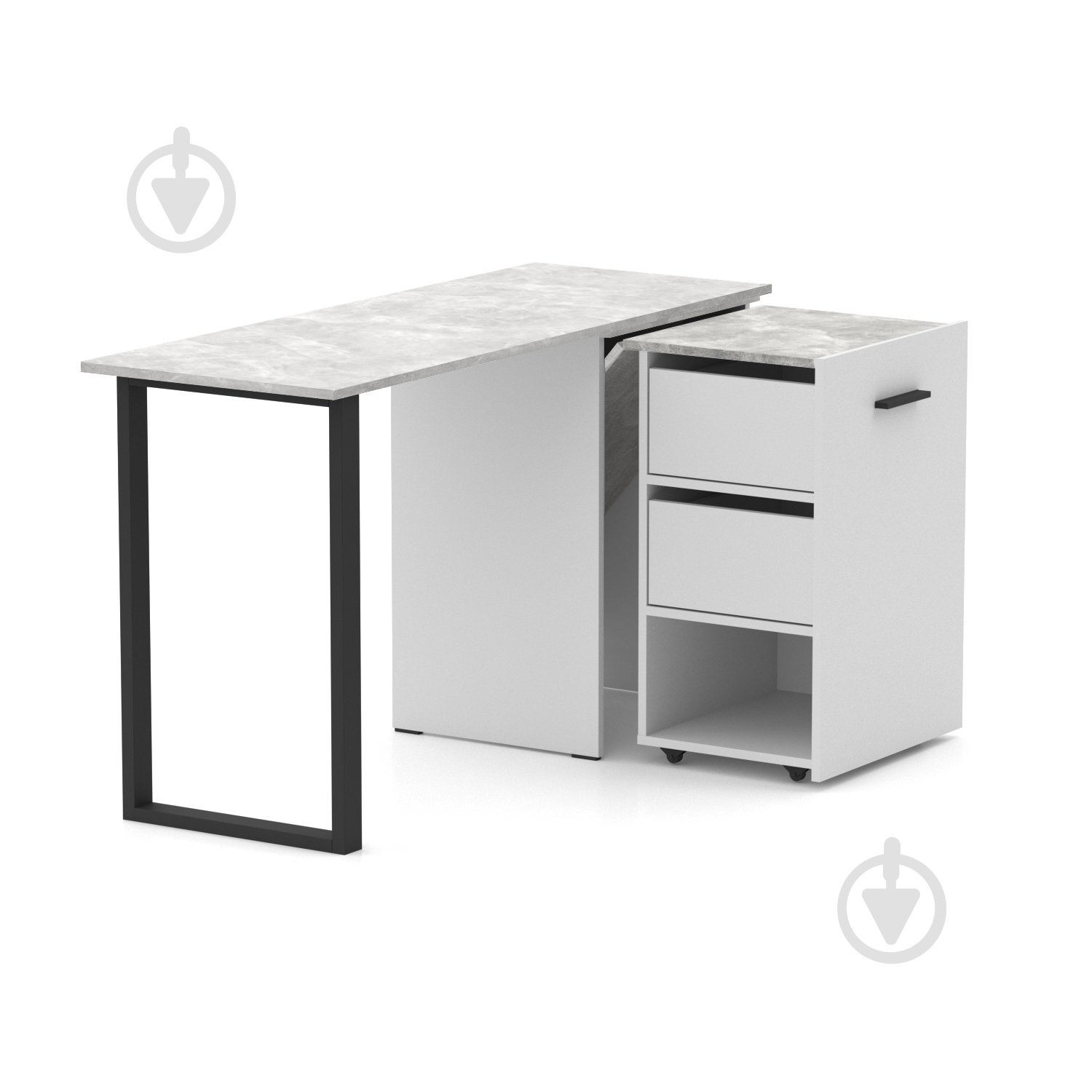 Стол Knap Knap трансформер письменный поворотный Hobana+Jumbo Ш2 770х1350х500 мм белый/ателье светлый (S201020222 ) - фото 3