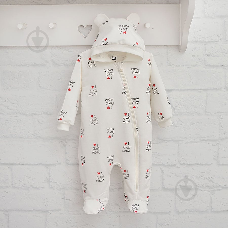 Комбинезон унисекс Blanka Люблю папу маму р.68-74 бежевый 110867 - фото 2