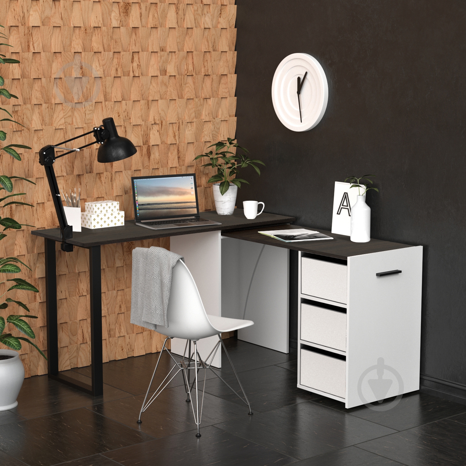 Стіл Knap Knap трансформер письмовий поворотний Hobana+Jumbo Ш3 770х1350х500 мм білий/венге (S201030220 ) - фото 5