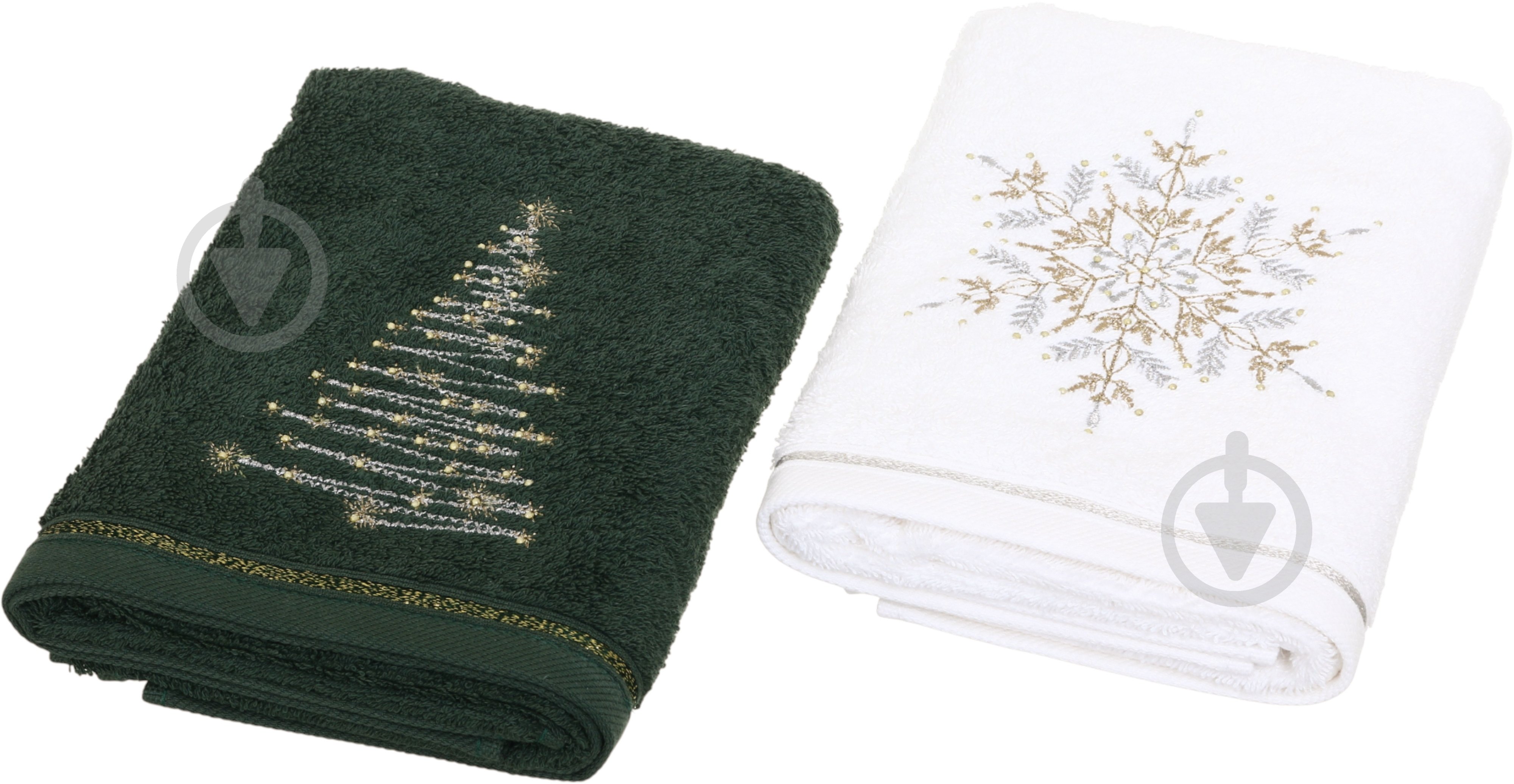 Набір рушників махрових Snowflake Magic 2 шт. 50x90 см зелений/білий La Nuit - фото 1 Набір рушників махрових Snowflake Magic 2 шт. 50x90 см зелений/білий La Nuit - фото 1