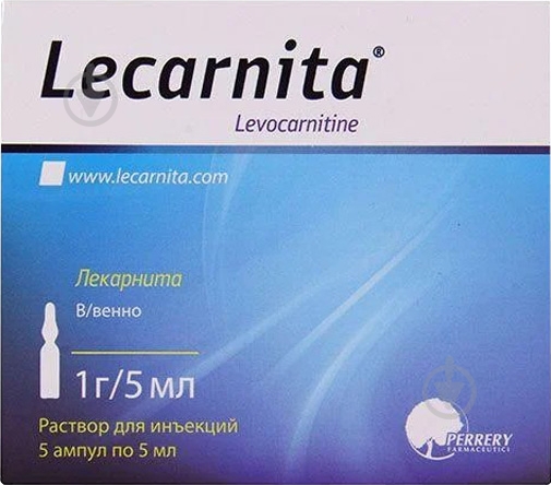 Лекарніта д/ін. 1 г/5 мл по 5 мл №5 в амп. розчин - фото 1 Лекарніта д/ін. 1 г/5 мл по 5 мл №5 в амп. розчин - фото 1
