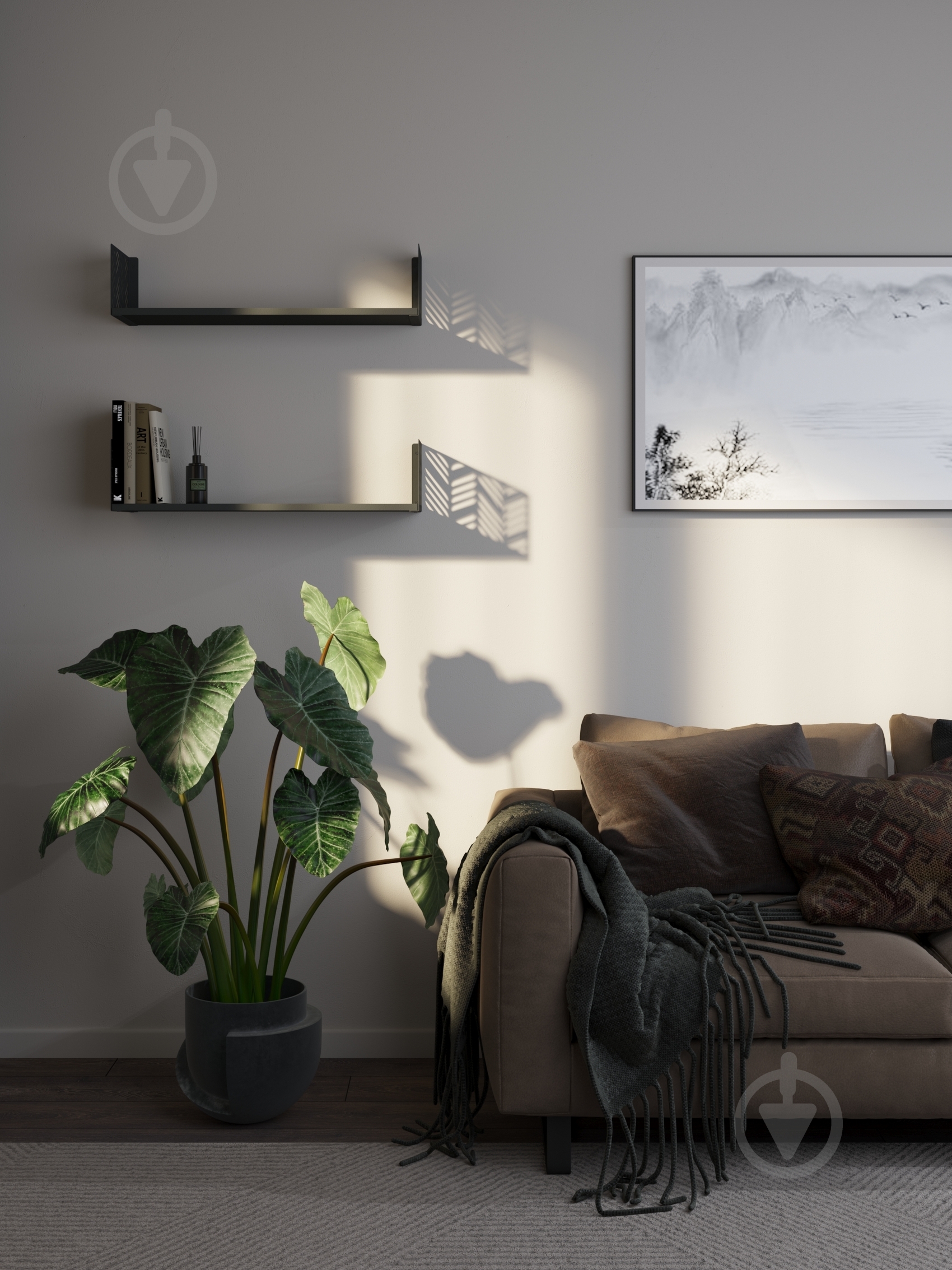 Полка навесная Metkas Home Листья 700x220x170 мм антрацит - фото 6 Полка навесная Metkas Home Листья 700x220x170 мм антрацит - фото 6