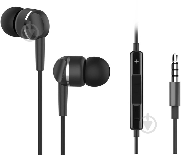 Навушники Ergo VM-701 3.5mm Earphones black (VM-701K) - фото 1