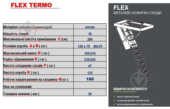 Лестница чердачная Oman Flex Termo H290 120x70 см - фото 6