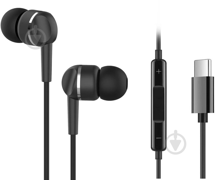 Навушники Ergo VM-735 Type-C Earphones black (VM-735K) - фото 1