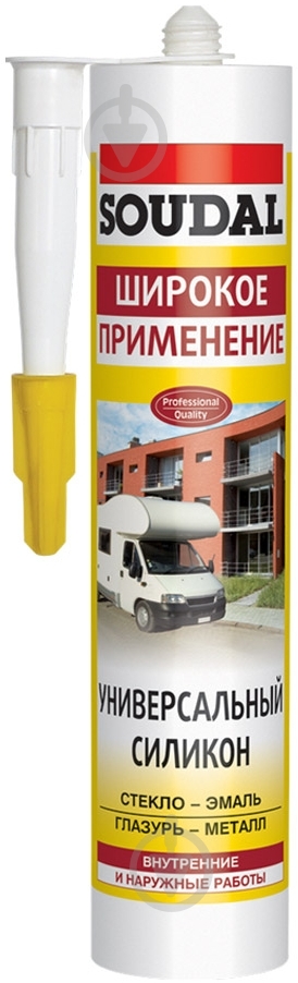 Герметик силиконовый SOUDAL универсальный серый 300 мл - фото 1