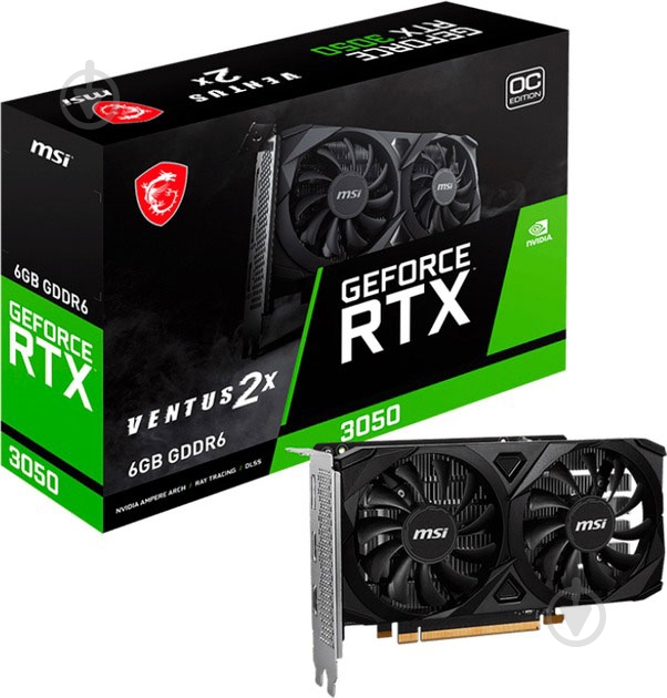 Відеокарта MSI GeForce RTX 3050 Ventus 2X E 6GB GDDR6 96bit (912-V812-056) - фото 5 Відеокарта MSI GeForce RTX 3050 Ventus 2X E 6GB GDDR6 96bit (912-V812-056) - фото 5