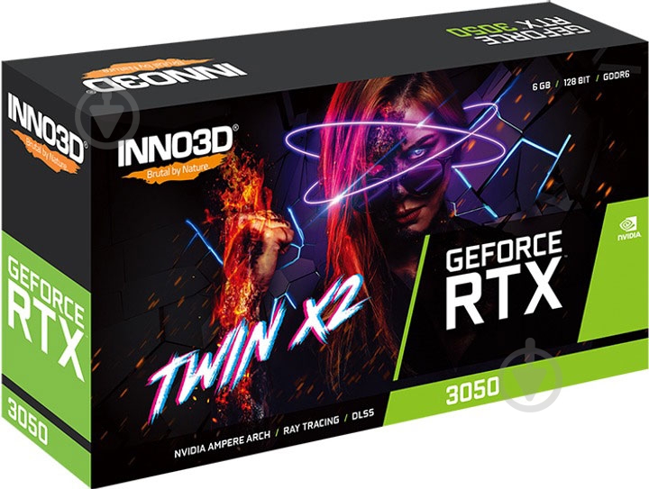 Відеокарта Inno3D GeForce RTX 3050 Twin X2 V2 6GB GDDR6 96bit (N30502-06D6-1880VA60) - фото 3 Відеокарта Inno3D GeForce RTX 3050 Twin X2 V2 6GB GDDR6 96bit (N30502-06D6-1880VA60) - фото 3