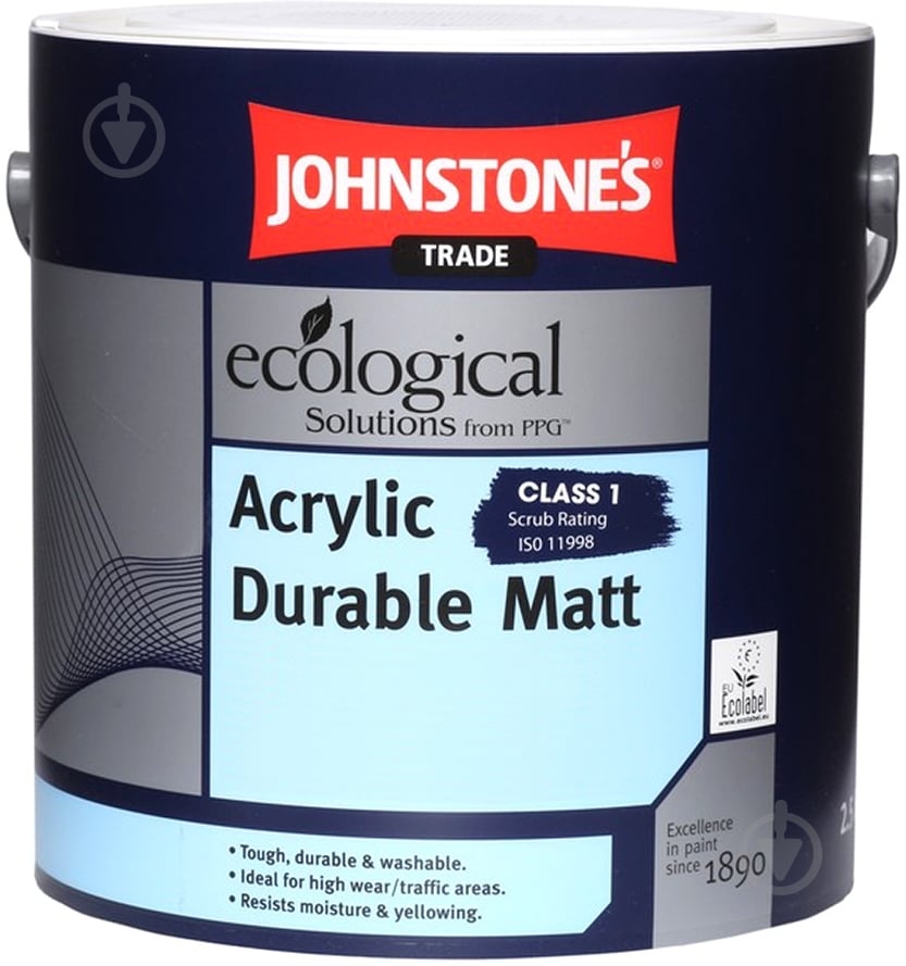Краска акриловая водоэмульсионная Johnstone's Acrylic Durable Matt мат белый 10 л - фото 2 Краска акриловая водоэмульсионная Johnstone's Acrylic Durable Matt мат белый 10 л - фото 2