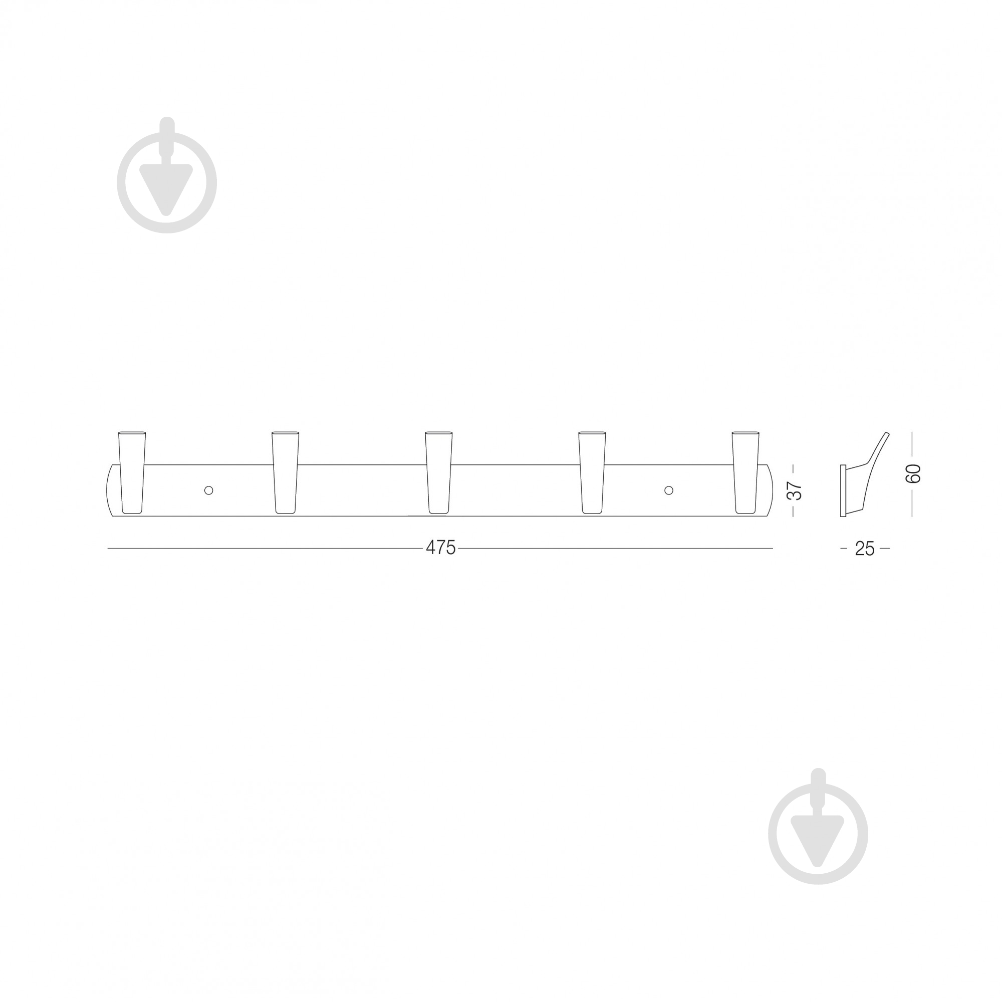 Вешалка с крючками MVM HA-02/5 black - фото 10 Вешалка с крючками MVM HA-02/5 black - фото 10