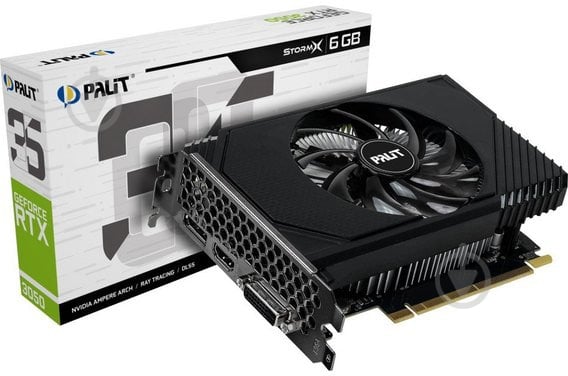 Видеокарта PALIT-XPERTVISION GeForce RTX 3050 STORMX 6GB GDDR6 96bit (NE63050018JE-1072F) - фото 1 Видеокарта PALIT-XPERTVISION GeForce RTX 3050 STORMX 6GB GDDR6 96bit (NE63050018JE-1072F) - фото 1