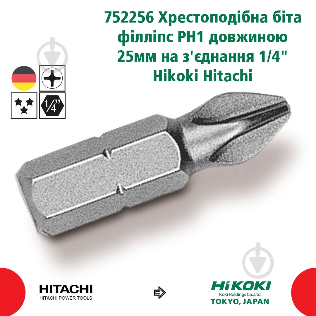 Біта Hitachi PH1x25 мм 752256 - фото 2