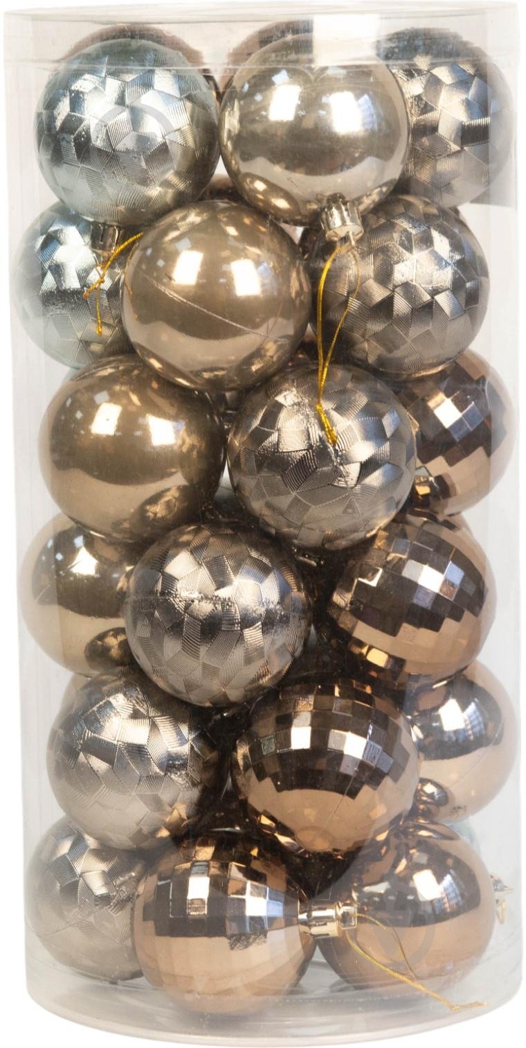 Набір ялинкових куль рустік мікс кольорів d 60 мм 30 шт./уп. - фото 1