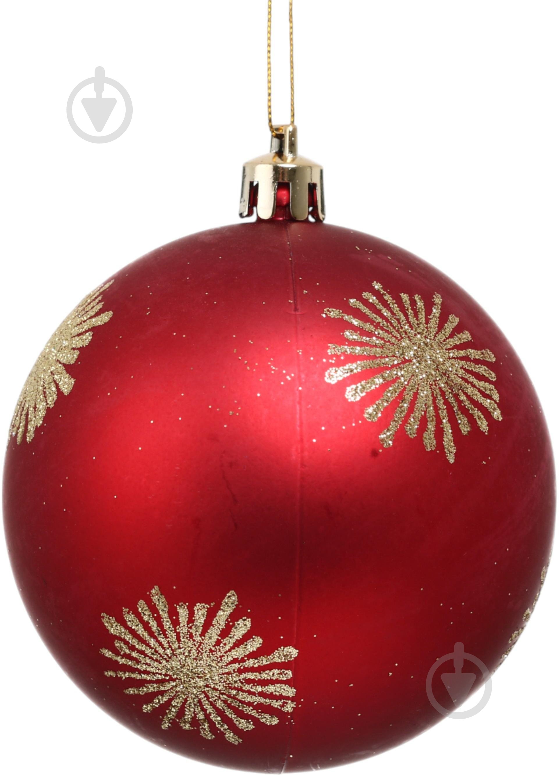 Набір ялинкових куль Орнамент червоний матовий d 80 мм 6 шт./уп. - фото 2