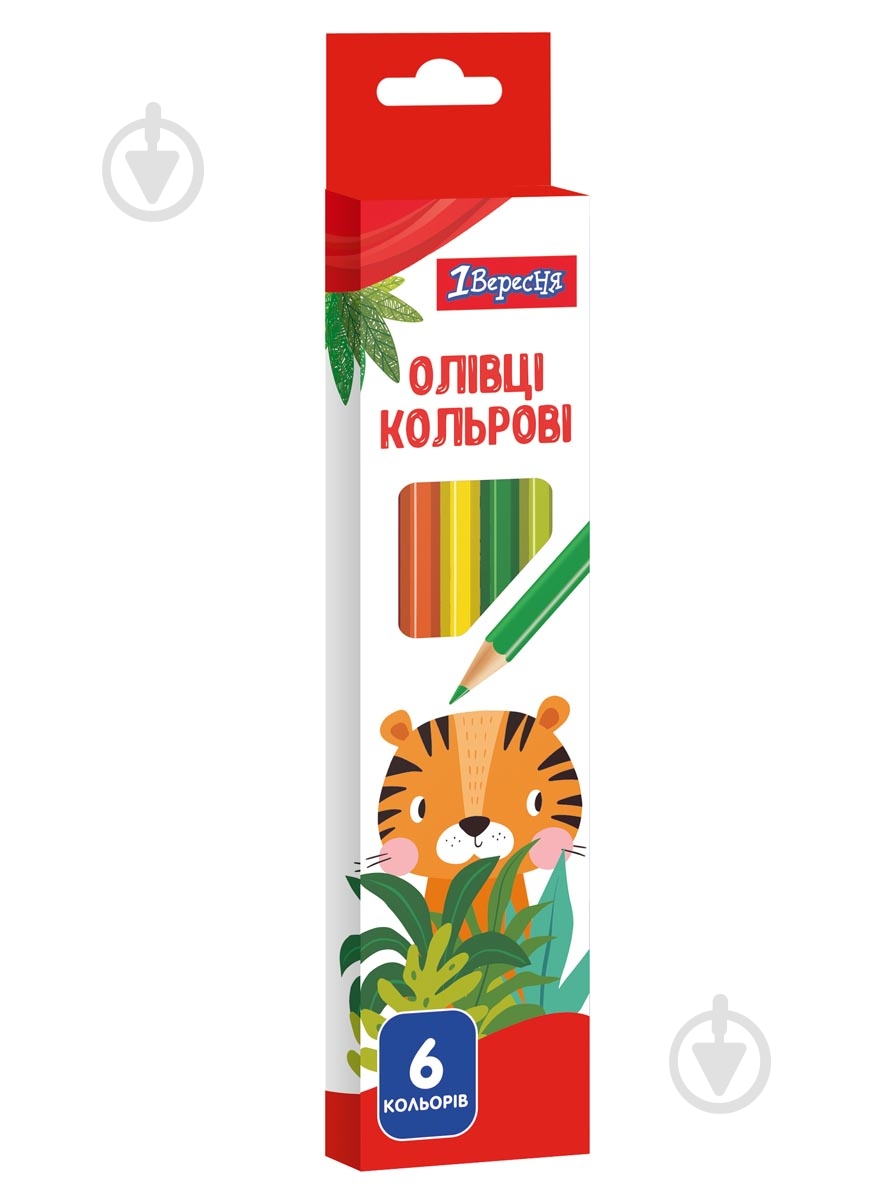 Олівці кольорові 6 кольорів Zoo Land 1 вересня - фото 1