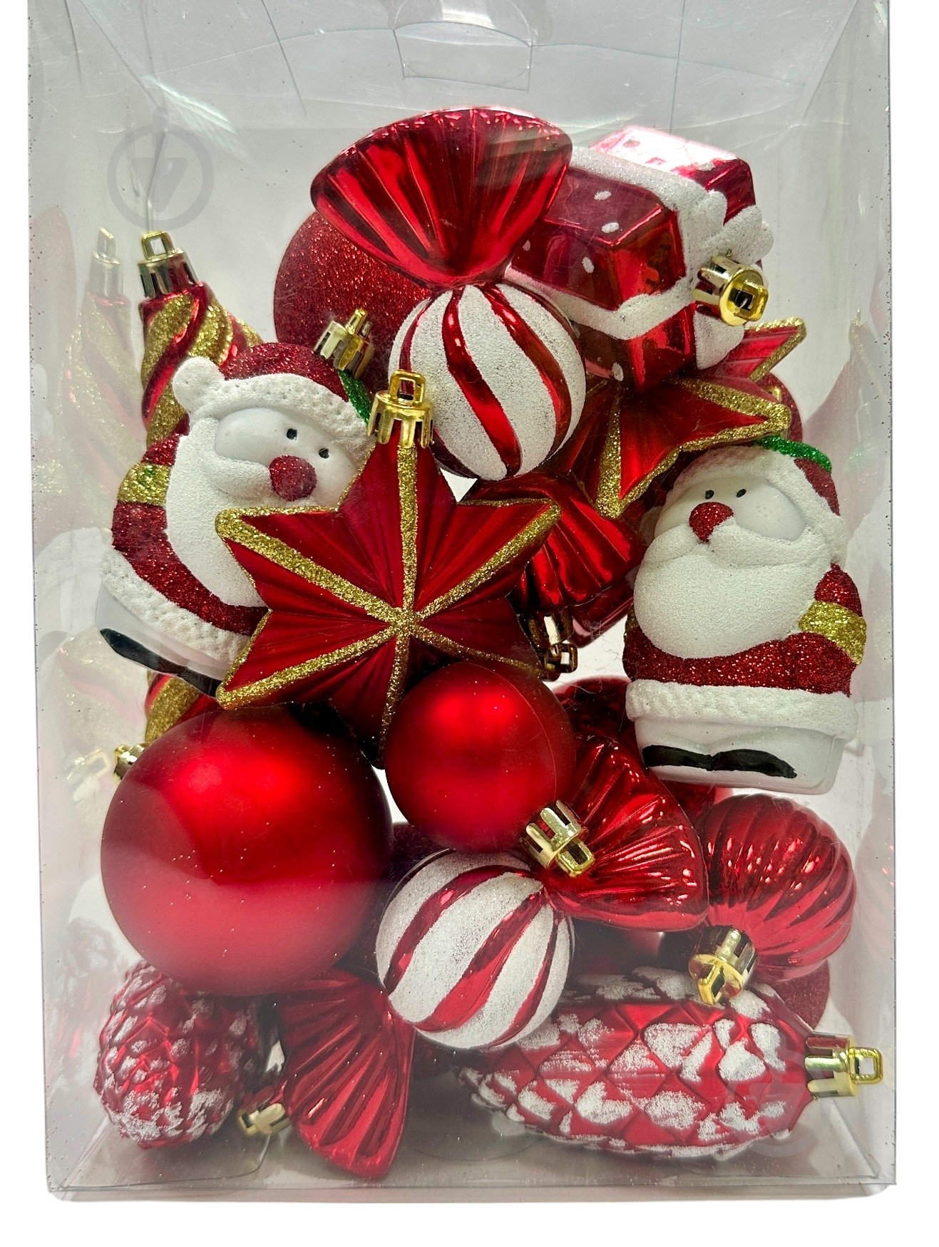 Набір іграшок формових прикрас і куль 28 шт червоний - фото 1 Набір іграшок формових прикрас і куль 28 шт червоний - фото 1