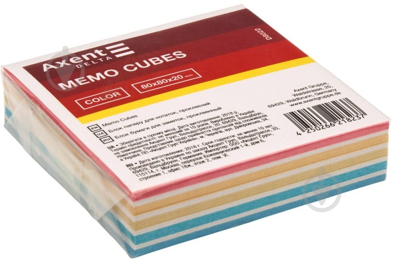 Бумага для заметок COLOR 80х80х20 мм 210 листов d8022 Axent - фото 1