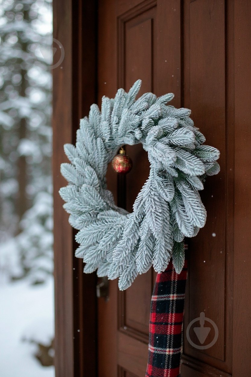 Вінок зі штучної хвої Український засніжений d450 мм GLW70081 - фото 3 Вінок зі штучної хвої Український засніжений d450 мм GLW70081 - фото 3