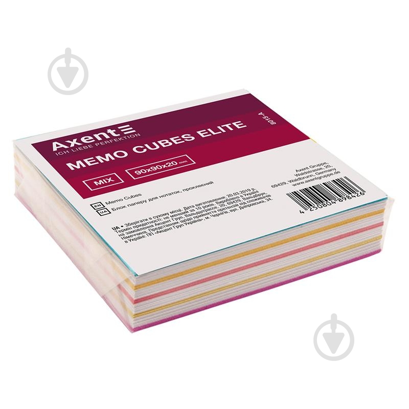 Бумага для заметок Elite Mix 90х90х20 мм 210 листов 8015-a Axent - фото 1 Бумага для заметок Elite Mix 90х90х20 мм 210 листов 8015-a Axent - фото 1