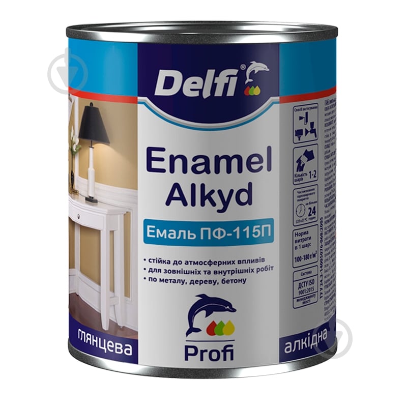 Эмаль Delfi ПФ-115 черная глянец 0,9 кг - фото 1